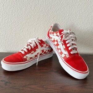 Vans Red and White Checkered Sneakers